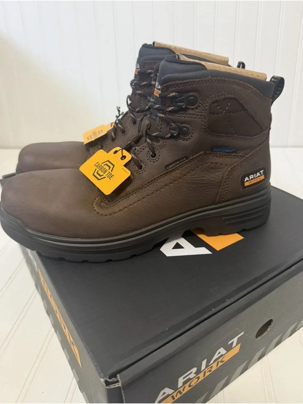 Ariat Men’s Turbo 6” H20 Carbon Toe Leather Work Boots size 9.5D